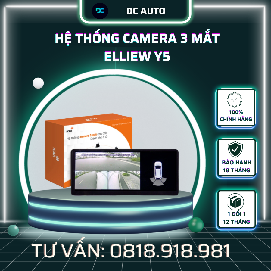 Hệ thống camera 3 mắt Elliview Y5 hỗ trợ lái xe an toàn